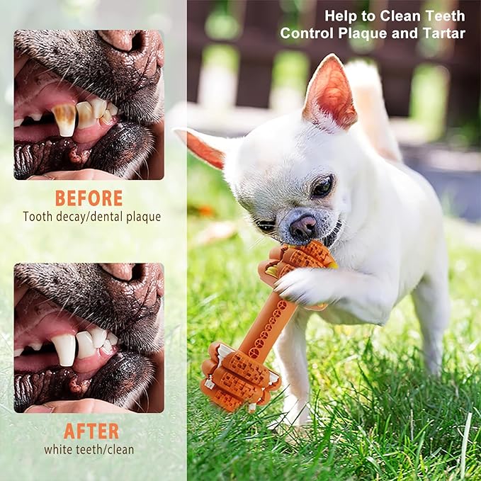 Hswaye Dog Chew Toys for Aggressive Chewers,Food Grade Non-Toxic Dental Pet Toy,Tough Durable Indestructible Dog Toys for Small Medium Dogs.Orange（8IB-15IB）