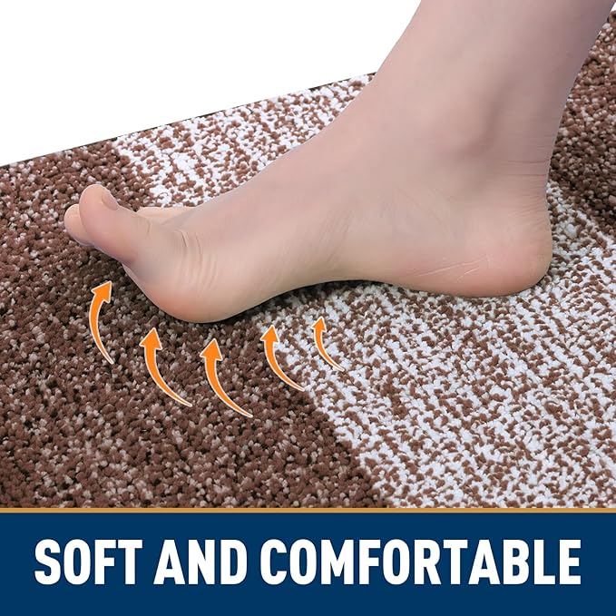 Smiry Dog Door Mat for Muddy Paws, Absorbs Moisture and Dirt, Low-Profile Entryway Mat with Non-Slip Backing, Entry Indoor Outdoor Doormat for Inside Floor (40x32 Inches, Brown, Striped)