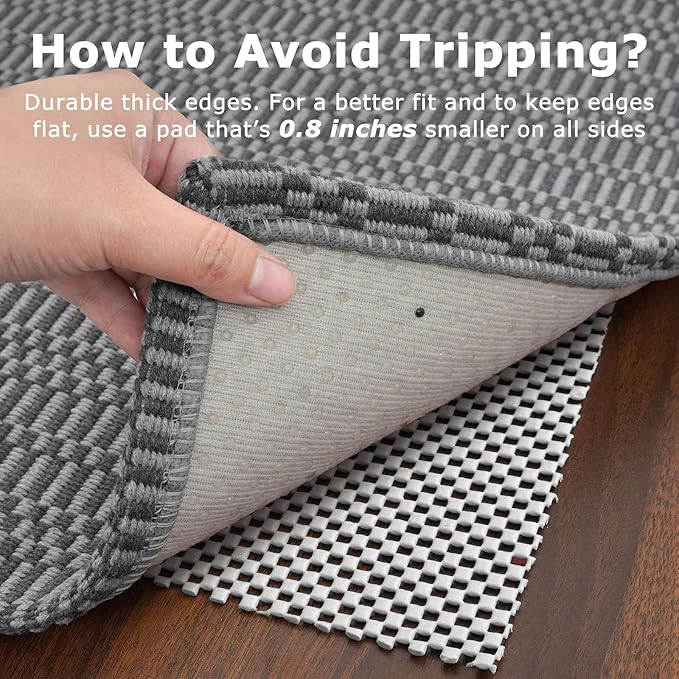 KOZYFLY Washable Area Rug 2x3 Ft Small Entryway Rug Indoor Door Mat Throw Rugs with Rubber Backing, Braided Cotton Floor Carpet for Front Entrance Bathroom Kitchen Foyer, Grey/Charcoal Grey