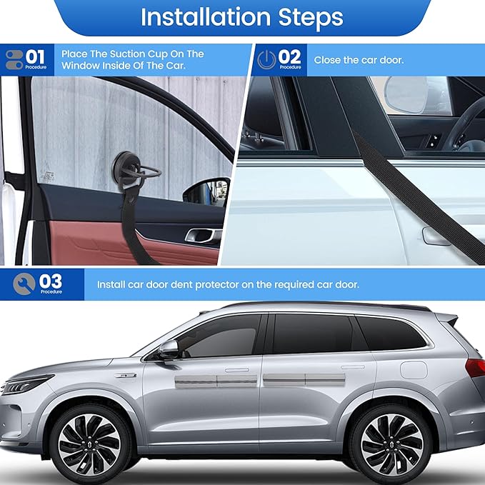 Magnetic Car Door Dent Protector Removable Car Door Guard - Prevents Dents and Scratches for Vehicles (Silver Gray)