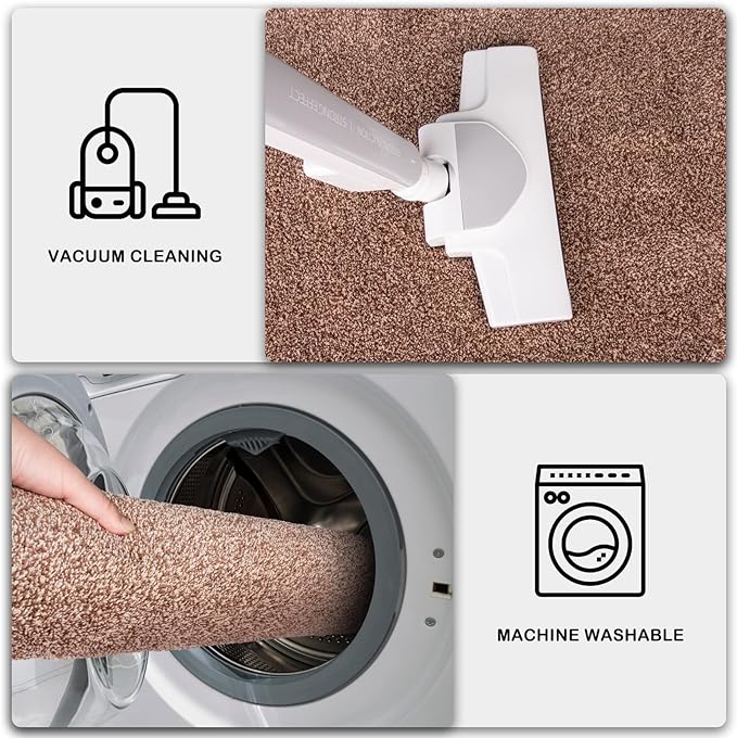 PURRUGS Dirt Trapping Door Mat 24" x 59", Non-Slip Machine Washable Entryway Rug, Dog Doormat, Indoor Front Door Mat, Super Absorbent Entry Rug for Muddy Shoes & Paws, Brown-Light Cream