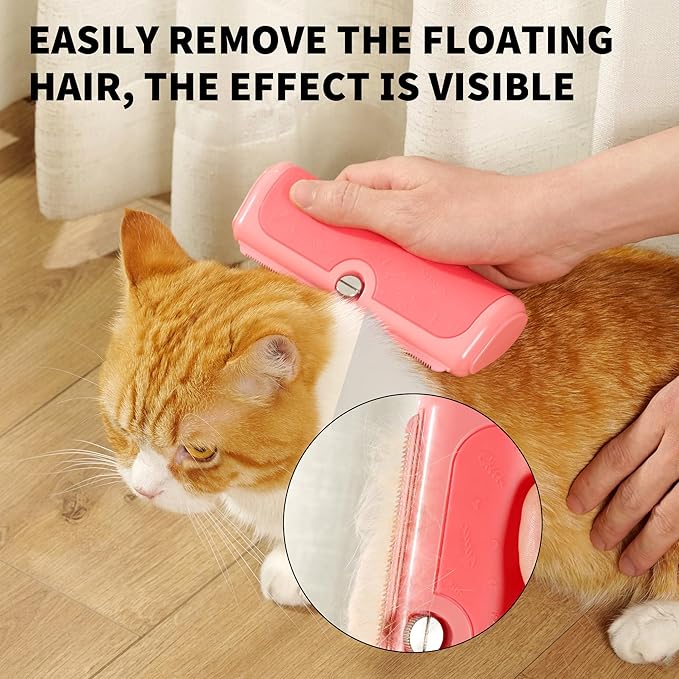 Gentle Deshedding Brush for Dogs & Cats – Wide Shallow Comb for Loose Hair – Safe for Sensitive Skin – Pink