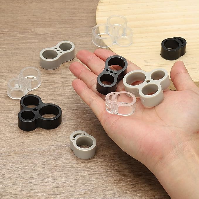 PATIKIL 10pcs Door Handle Stopper, 15/17mm Hole Door Knob Stoppers Wall Protector Bumpers Reusable PVC Plastic Silicone for Home Cabinets Lever Buffer Shield, Gray(Double Holes)