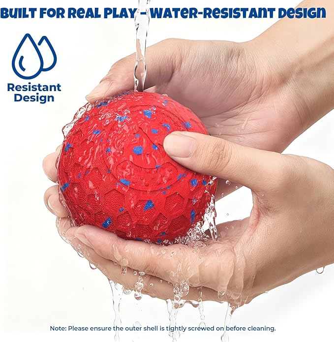 Fsitego Dog Balls: Interactive Dog Ball Auto Rolling - Interactive Dog Toys for Aggressive Chewers - Bouncy & Throwable, Type-C Rechargeable, Washable, for Small & Medium & Large Dogs – Red