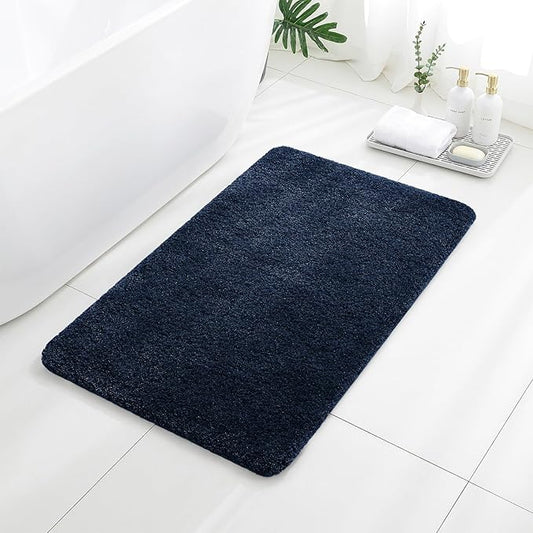 Navy Blue Bathroom Rugs 24"x40" – Large Plush Microfiber Bath Mat, Soft Non Slip Floor Mat, Absorbent and Washable Rug – Perfect for Bathroom or Bedroom Use
