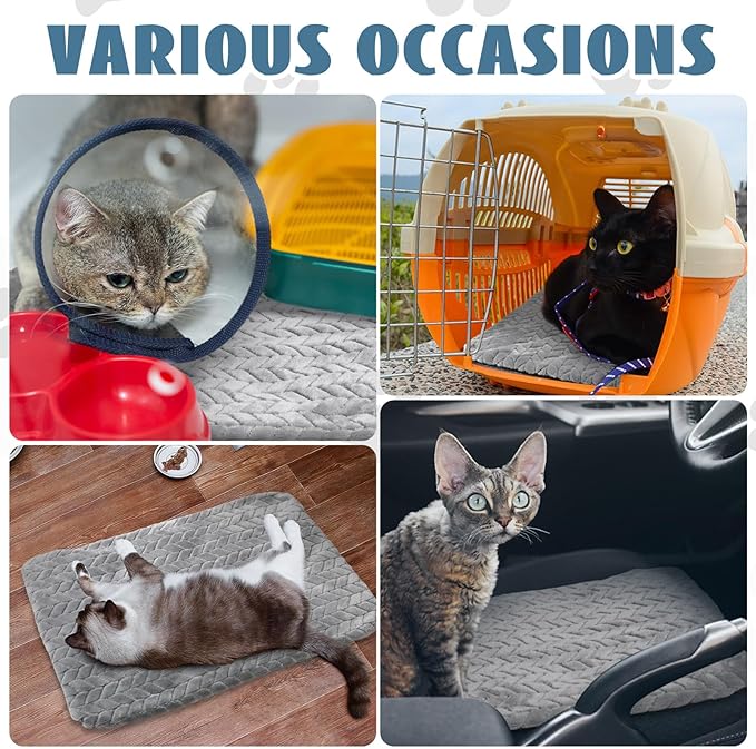 Drydiet 4 Pack Self Heating Cat Pad 16 x 20 Inch Self Warming Cat Bed Non Slip Warm Dog Pad Mat Washable Pet Kennel Crate Bed Mat for Indoor Outdoor Pets(Gray,16 x 20 Inch)