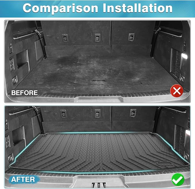 Mixsuper Cargo Liner for Ford Expedition Max/Lincoln Navigator L 2018-2024, All Weather Cargo Mat Rear Trunk Liner Behind The 3rd Row Seats Black