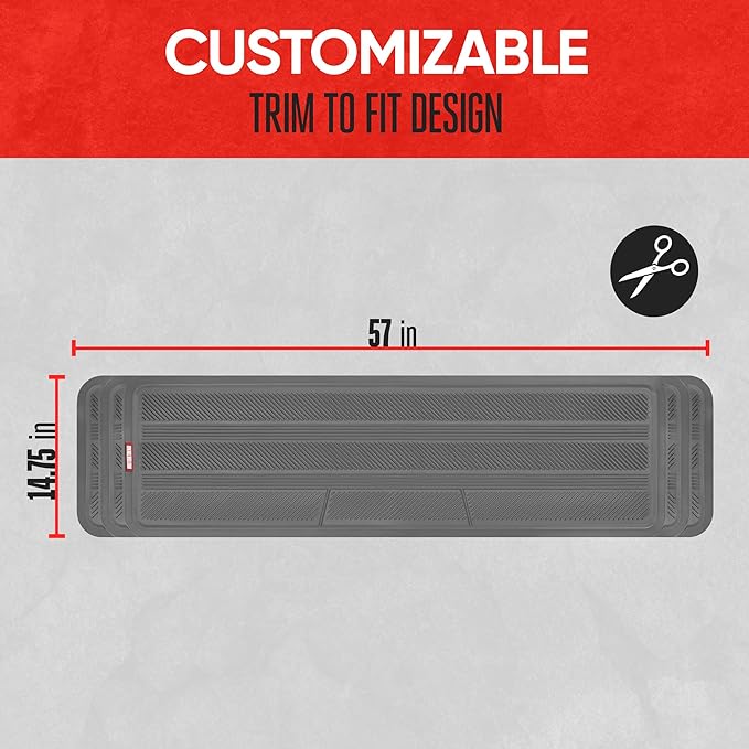 Motor Trend Heavy Duty Rear Back Seat Floor Mats 2nd or 3rd Row Floor Mat for Car, SUV & Van - All Weather SUV Gray Runner Rubber Mat - Floor Runner Back Row Floor Mat Interior Accessories 57x15
