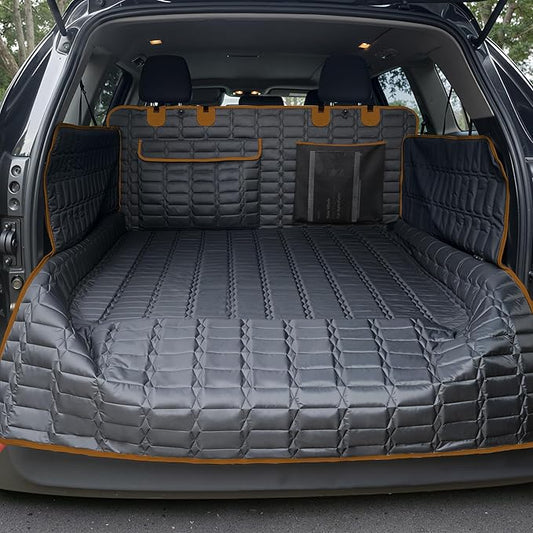 SUV Cargo Liner for Dogs, Waterproof Pet Cargo Cover Dog Seat Mat for SUVs Sedans Vans with Bumper Flap Protector, Scrachproof Non-Slip Large Size Dog Seat Mat Universal Fit, Brown