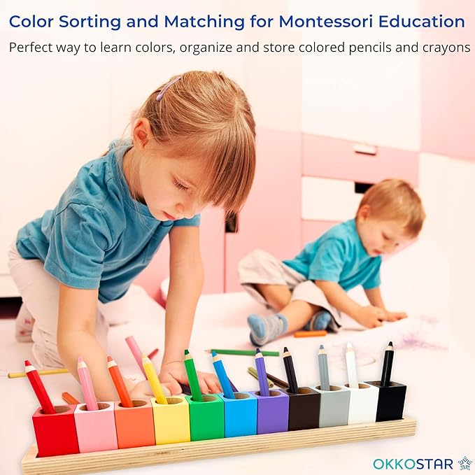 Montessori Crayon Holder for Kids - Craft Supply Organizer - Classroom Storage Caddy Case - Perfect for Colored Pencils [Crayons or Pencils NOT Included] (Large)