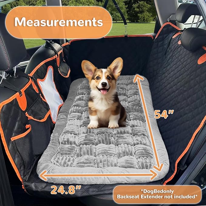 Backseat Pet Bed Mat, Fit for Backseat Extenders,Plaid Dog Bed for Car Back Seat,Non-Slip Travel Pet Pad for Car, SUV, Truck, Couch Cover, Washable Backseat Cushion(Gray,24.8" x 54")