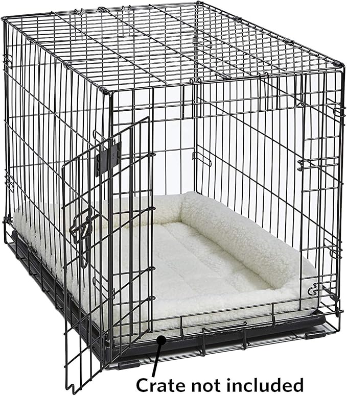 MidWest Homes for Pets QuietTime Dog Bed - White Fleece Bolster, Ultra-Soft and Machine Washable, Fits 42-Inch Crates and Carriers, for Large Breed Dogs