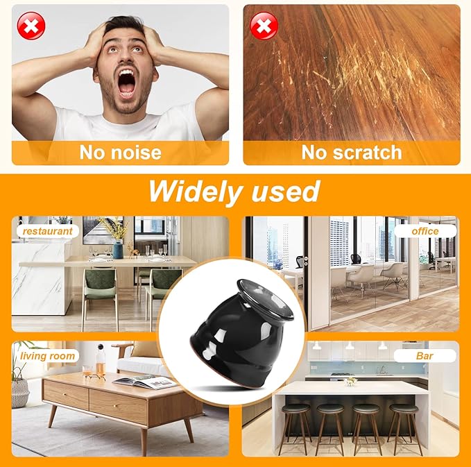 CHUNZEXI 36 Pack Chair Leg Floor Protectors for Hardwood Floors, Silicone Felt Covers Pads Caps, Protect Wood Furniture Feet Floors Noise Reduce and Scratch (Universal Small & Black)