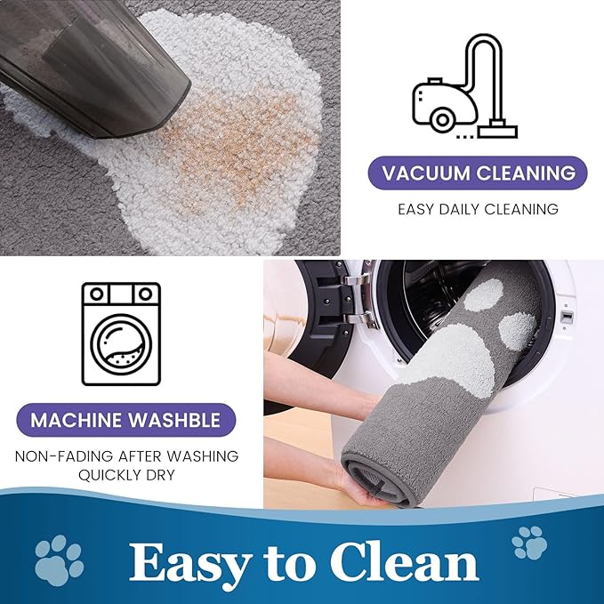 Buganda Dog Door Mat for Muddy Paws, Absorbent Dirt Trapper Washable Indoor Doormats, Non Slip Low-Profile Mud Mat for Dogs, Front Entrance Doormat for Inside Floor (30x20 Inches, Light Grey)