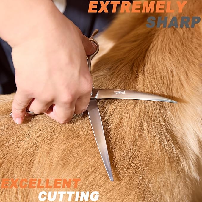 High-end Professional Dog Grooming Curved Scissors Pet Curved Shears 7.5 Inches Extremely Very Sharp Made Of Stainless Steel Alloy By Hand For Dog Cat Groomer