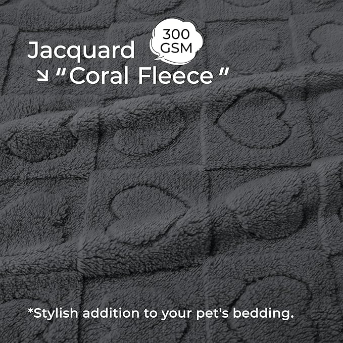 Luciphia Small Dog Blanket Washable Pet Bed Cover Soft Fluffy Puppy Blanket with Premium Fleece 300GSM Cozy Calming Cat Blankets for Indoor Cats Grey 57x40 inch