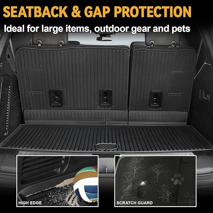 Cargo Mat for 2021-2026 Chevrolet Chevy Tahoe/GMC Yukon, Full Coverage All Weather Trunk Cargo Liner with 3rd Row Backrest Protectors for Tahoe Accessories (Not fit Yukon XL)