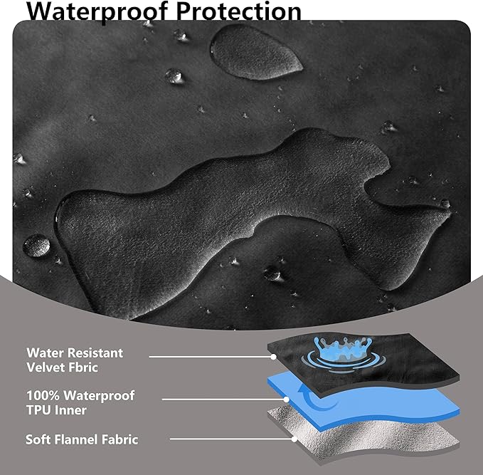 Tuffeel Waterproof Blanket for Bed King Size, Leak Proof Dog Couch Blankets Reversible, Pet Throw Sofa Furniture Protector Machine Washable-82 x108,Black+Lightgrey