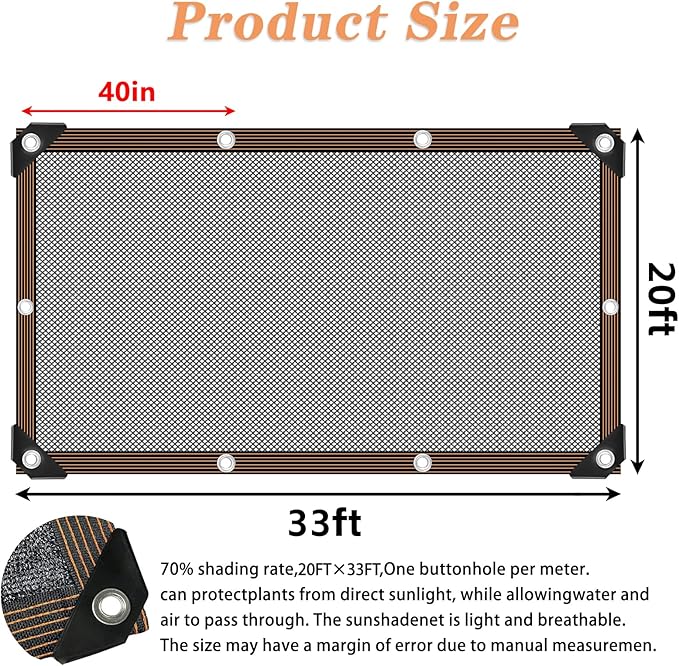 QLOFEI 20'x30' Shade Cloth - for Plants Greenhouse, 70% Sunblock Shade Sails -for Outdoor Garden Pergola Patio Lawn Sun Shade Cloths for Kennel Chicken Coop Easier to Hang Plant Shade Net Cover