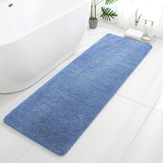 Blue Bathroom Rugs Runner 24"x72" - Extra Long Plush Bath Mat, Non Slip Absorbent Microfiber Floor Rug, Washable and Fluffy - Ideal for Bathroom, Kitchen or Pet Mat Use