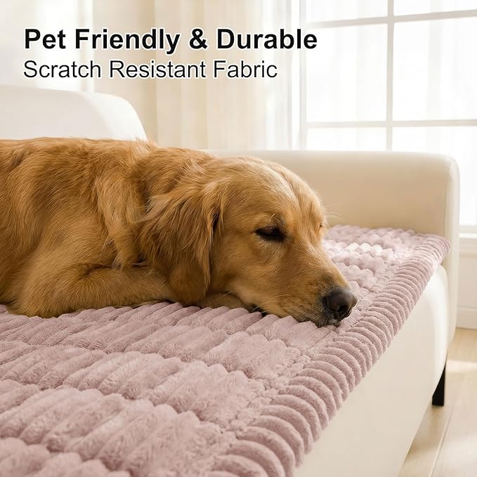 Smiry Couch Cover for Dogs, Non Slip Washable Sofa Protector for Pets, Soft Furniture Cover for Pet, Stylish Sofa Covers, Cozy Protect Against Fur, Dirt & Everyday Messes (Dusty Pink, 27.6" x 59")