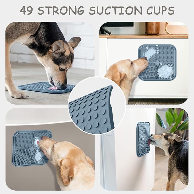 2 Pack Lick Mat for Dogs,Cats,Upgraded 8.5×8.5 inches Licking Mats with Suction Cups,Slow Feeder Licking Pad for Anxiety Relief and Boredom Reducer,Suitable for Dog Training Set 5