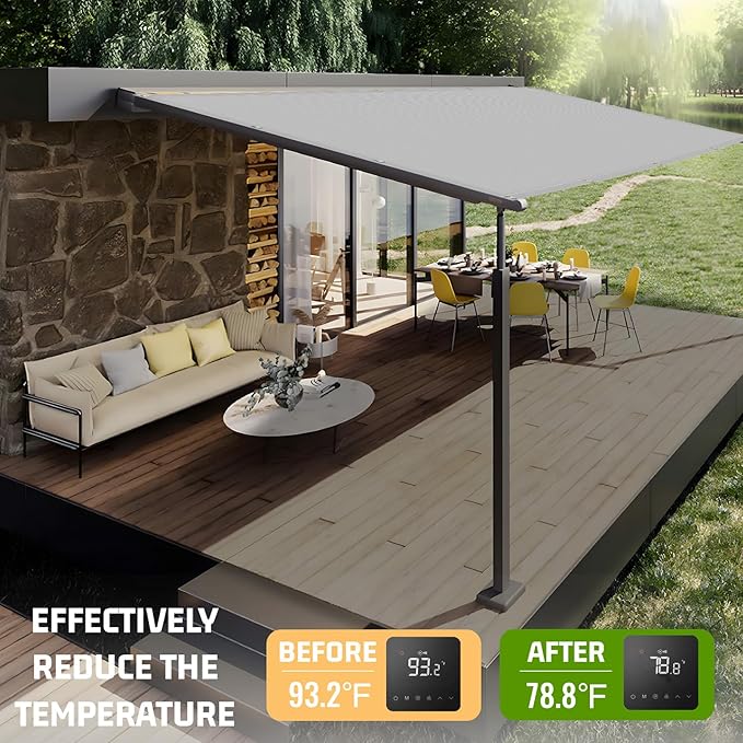 SUNNY GUARD Shade Cloth Custom Size 4x4 FT Sun Shade Screen Fabric Shade Cover Tarp with Grommets for Pergola Backyard Garden, Light Grey(We Customized)