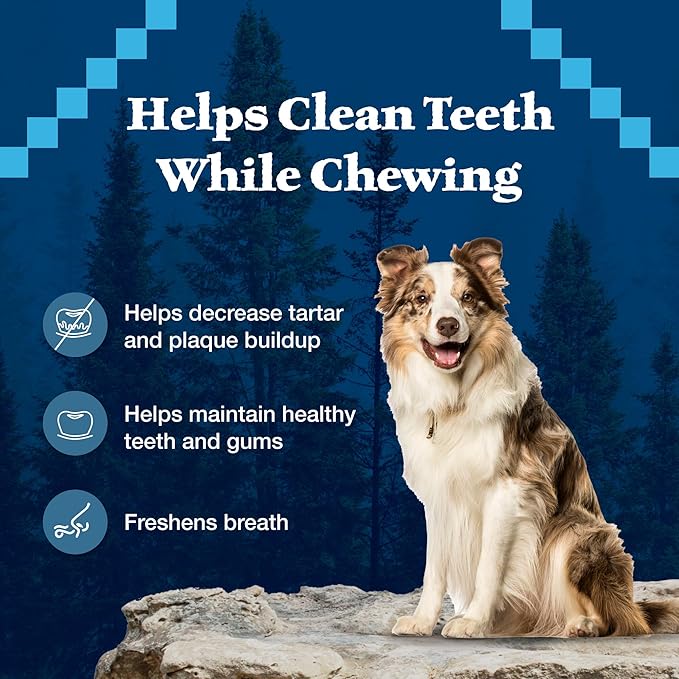 Blue Buffalo Wilderness Trail Treats Wild Bones Large Dental Chews, Grain-Free Dog Bones For Large Dogs Made with Natural Ingredients, 10-oz Bag
