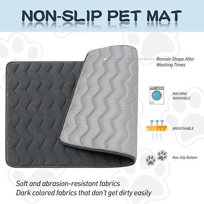 Bubble bear Dog Crate Mat - Upgraded Thick, Ultra Soft, Washable & Anti-Slip Kennel Pad for Small/Medium/Large Dogs, Dark-Hued to Hide Stains (42"x28")