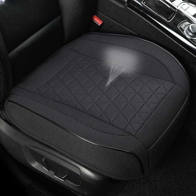 West Llama Linen Front Car Seat Cover Protector Anti-Slip Bottom Seat Cover Fits 95% of Vehicles,Wrapping Around The Bottom,Triangular Pattern(Black-1Pcs)
