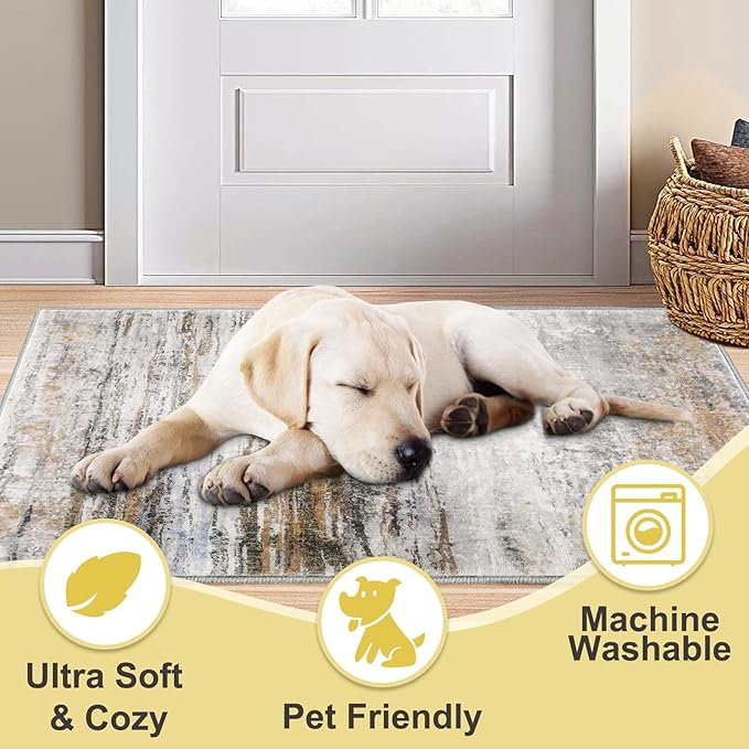 COMSLE Door Mat Soft Absorbent Indoor Front Entryway Rug Machine Washable Entrance Mats for Muddy Paws for Muddy Paws Non Slip Throw Rugs 24" x 48" Doormat for Inside Foyer Bedroom - Yellow