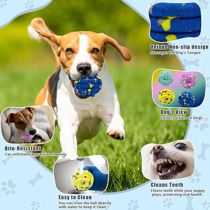 Magicorange Dog Balls 4 Pack Tennis Ball Toys Dog Toy for Aggressive Chewers Indestructible Teething Chew Toys Water Toy Fetch Ball for Dogs