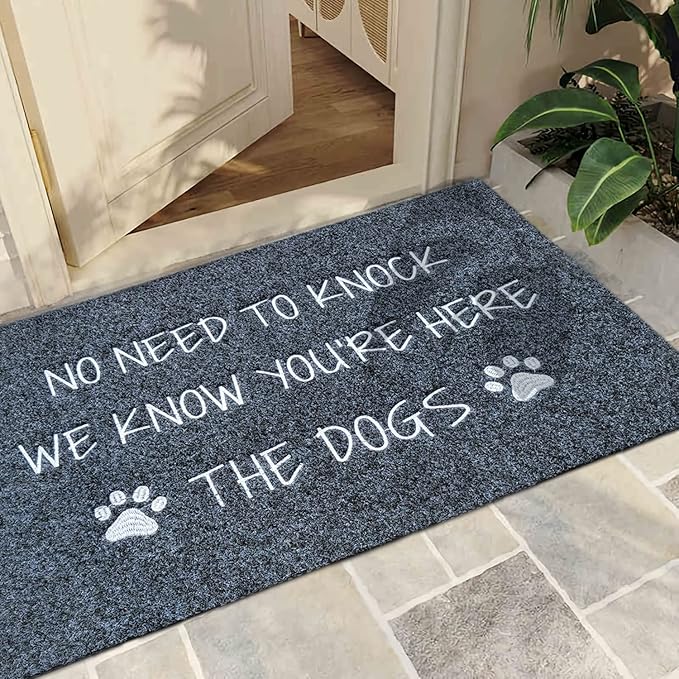 Large Welcome Mat for Front Door Doormat Rubber Non Slip Backing Funny Text Doormat Indoor Door Mat Dog Mat for Entryway Front Door Porch 24x36 Gray