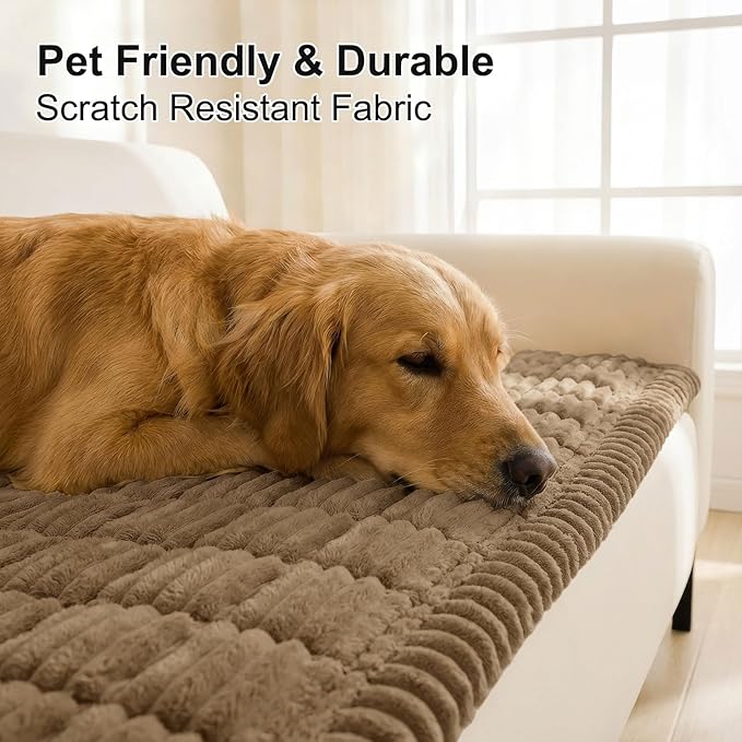Smiry Couch Cover for Dogs, Non Slip Washable Sofa Protector for Pets, Soft Furniture Cover for Pet, Stylish Sofa Covers, Cozy Protect Against Fur, Dirt & Everyday Messes (Mocha Brown, 35.4" x 35.4")
