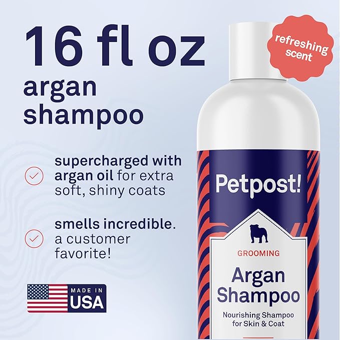 Petpost | Argan Shampoo for Dogs. Dog Shampoo with Argan Oil & Aloe. Moisturizes Dry Skin, Softens Coat, Restores Shine. 16 oz