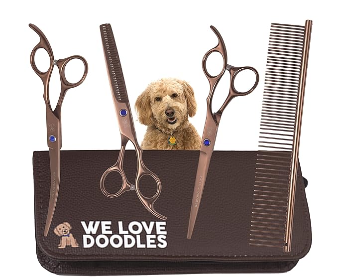 We Love Doodles Dog Cologne & Perfume (Lavender) and Dog Grooming Scissors Kit Bundle - Odor Eliminator Spray and Grooming Scissors Kit - Best Grooming Scissors For Goldendoodles - Made In USA