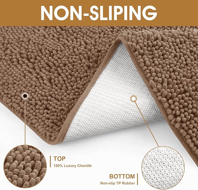 4 Pieces Muddy Door Mats for Dogs, 30" X 20" Chenille Absorbent Doormat, Trap Dirt Non Slip Heavy Indoor Doormat Soft Dog Bed Mat Front Inside Door Mat for Indoor Outdoor Entrance,Camel