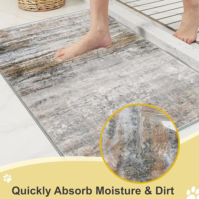 COMSLE Door Mat Soft Absorbent Indoor Front Entryway Rug Machine Washable Entrance Mats for Muddy Paws for Muddy Paws Non Slip Throw Rugs 24" x 48" Doormat for Inside Foyer Bedroom - Yellow