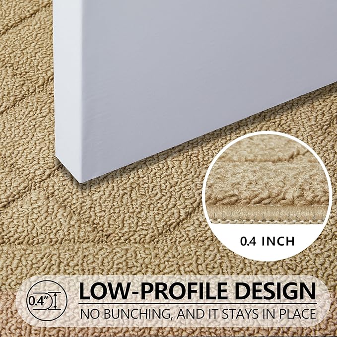 REFETONE Indoor Doormat, Front Back Door Mat 32"x40" Rubber Backing Non Slip Mats, Absorbent Washable Entrance Doormat for Entryway, Resist Dirt Low-Profile Inside Floor Mat for Muddy Shoes, Beige