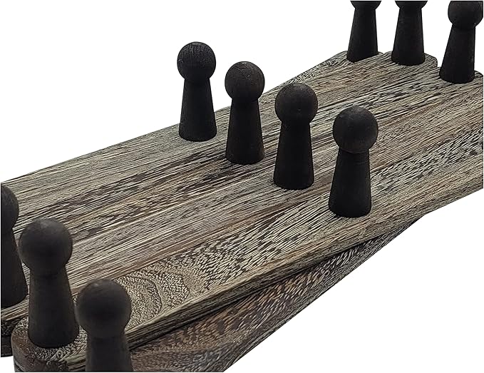 Expandable Wooden Coat Rack Hanger - Accordion Wall Hanger with Expanding Wall Pegs | Hand Made Vintage Wooden Hat Rack for Wall | Hang Coat, Jacket, Hat | Wall Rack – 14 Hook, Washed Gray
