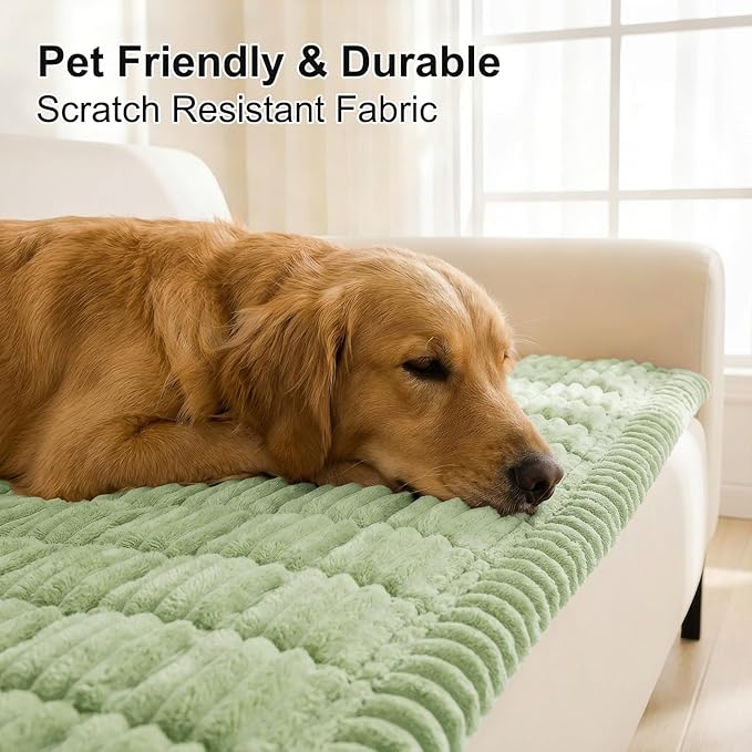 Smiry Couch Cover for Dogs, Non Slip Washable Sofa Protector for Pets, Soft Furniture Cover for Pet, Stylish Sofa Covers, Cozy Protect Against Fur, Dirt & Everyday Messes (Green, 27.6" x 27.6")