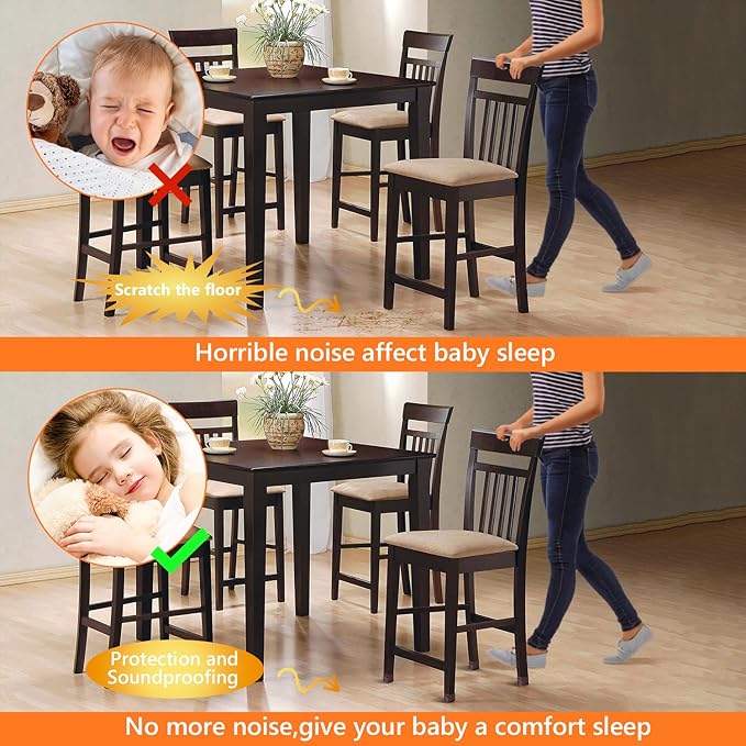 16pcs Square Chair Leg Floor Protectors, Felt Pads Chair Leg Protectors for Hardwood Floors, Silicone Furniture Feet Cups Covers Felt Pads, Prevents Scratches & Reduce Noise, Brown, Small