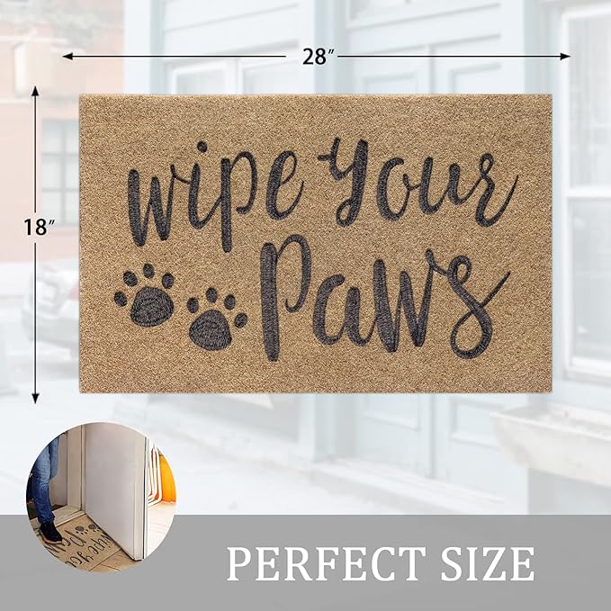 AAZZKANG Brown Door Mats for Home Entrance Outdoor Indoor Funny Wipe Your Paws Mat Easy to Clean Welcome Front Door Mat with Non Slip Rubber Backing