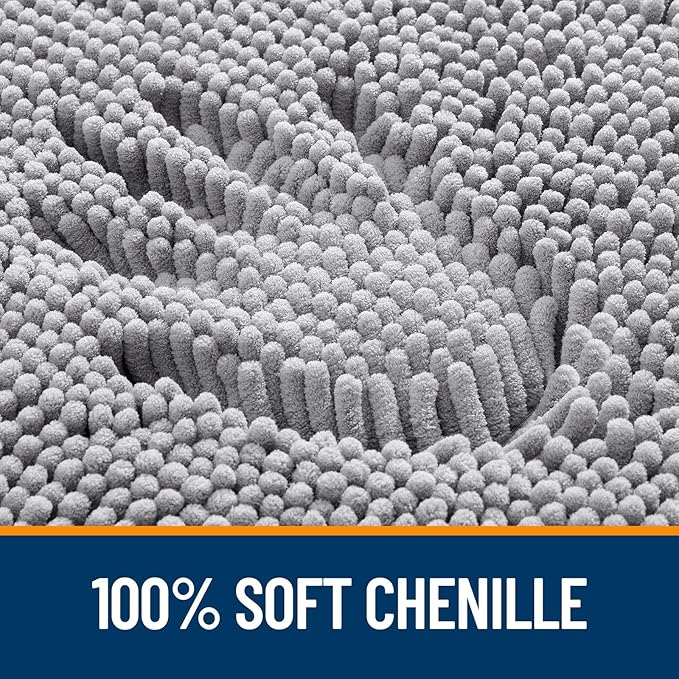 OLANLY Toilet Rugs U-Shaped 24x24, Extra Soft Absorbent Chenille Contour Bathroom Rugs for Toilet, Dry Quickly, Machine Washable, Non-Slip Bath Mat, Grey
