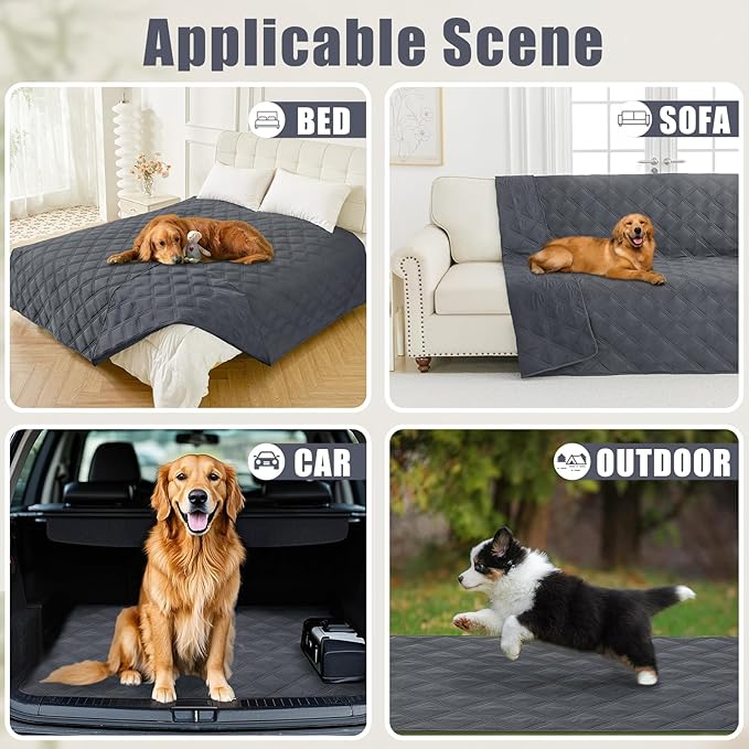 Smiry Waterproof Dog Bed Cover Blanket 52x82, Soft Reversible Pet Blanket, Washable Leakproof Cats Dogs Couch Cover for Sofa, Couch, Furniture, Lattice, Dark Grey/Dark Grey