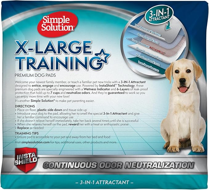 Simple Solution Extra Large Puppy Training Pads – Leak-Proof Disposable Pee Pads for Dogs with Incontinence – Absorbent with Odor Control – 28 x 30 Inches – 200 Count