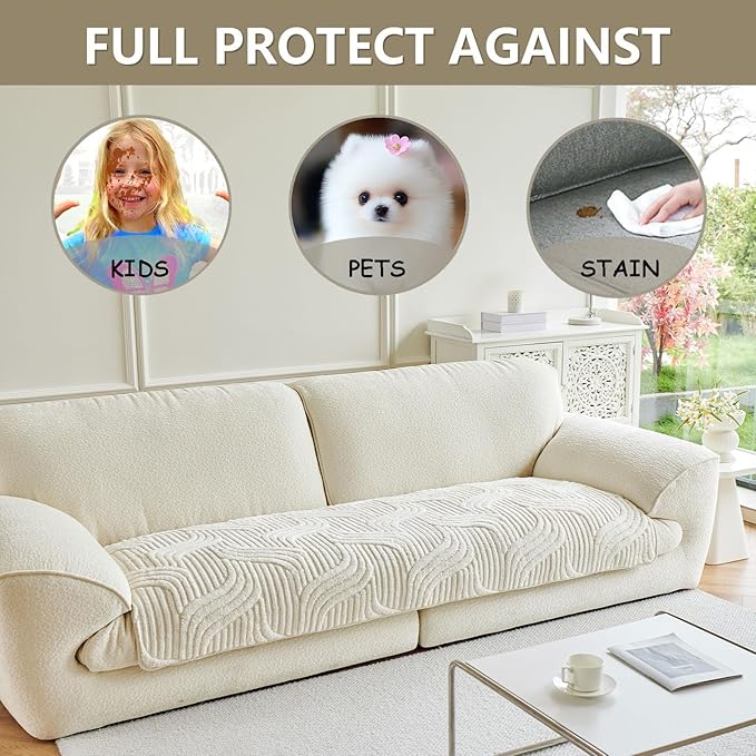 Jecpuo Washable Pet Couch Cover Protector for Sectional Sofa Armrest Headrest Covers Pad Anti-Slip Pet Friendly Boho Loveseat Slipcovers