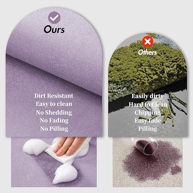 2 Piece Bathroom Rugs Mat Set - Quick Dry Diatomaceous Earth Bath Mat for Bathroom Non-Slip Bath Rug with Rubber Backing, Absorbent Bath Mat Thin Bath Floor Mat, 15.7x23.6+15.7x47.2 Inch, Lavender