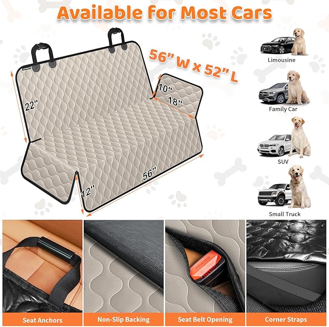 URPOWER Dog Car Seat Cover for Back Seat - Waterproof Car Seat Protector for Child Carseat & Pets, Nonslip Car Seat Covers for Cars, SUVs & Small Trucks
