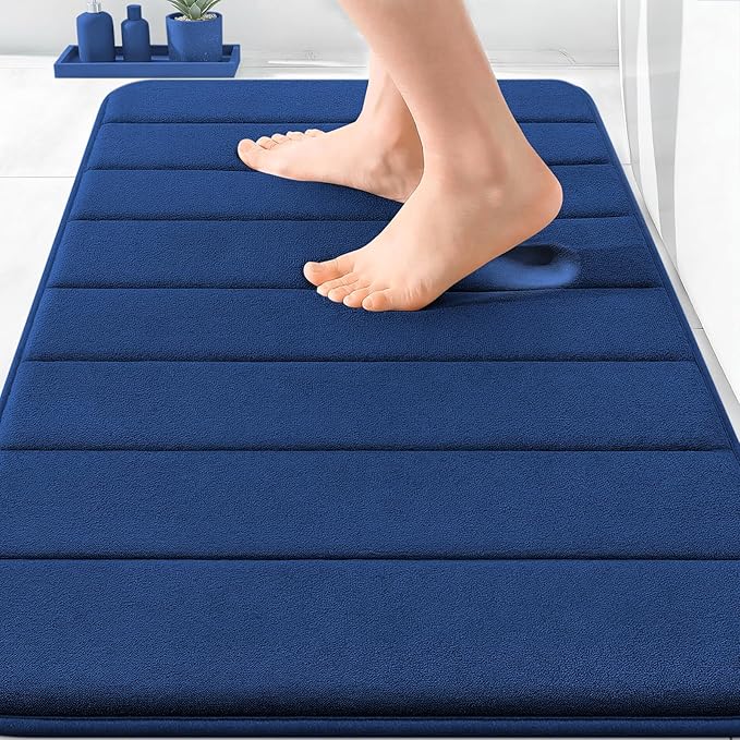 OLANLY Memory Foam Bath Mat 30x20, Super Soft Absorbent Bathroom Rugs, Quick Dry, Machine Washable Shower Floor Rugs, Bathmat Carpet, Bathroom Home Decor Accessories, Twilight Sapphire